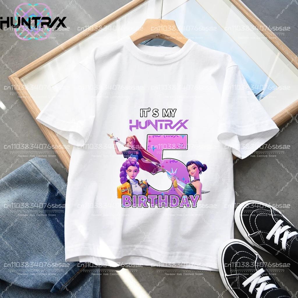 Kpop Dämonenjäger Nummer T-Shirt Kawaii Rumy Geburtstagsoberteile Partykleidung Mädchen T-Shirt Sommer Kurzarm Baumwolle Kinderkleidung Boutique