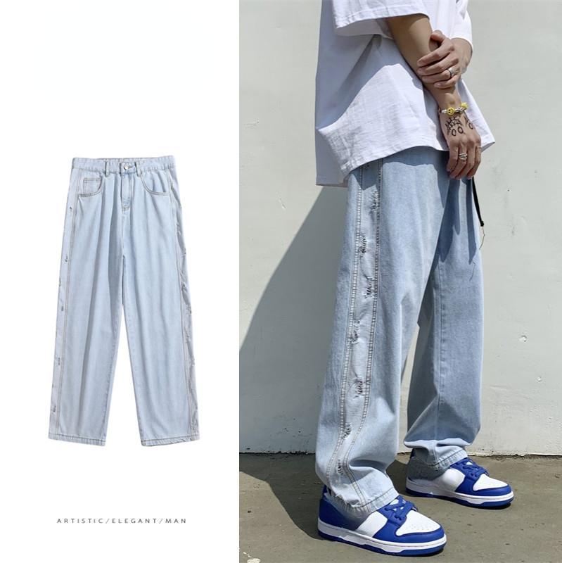 

Мужские модные джинсы, эластичные рваные модные брендовые дизайнерские джинсовые брюки для мужчин 3XL синий