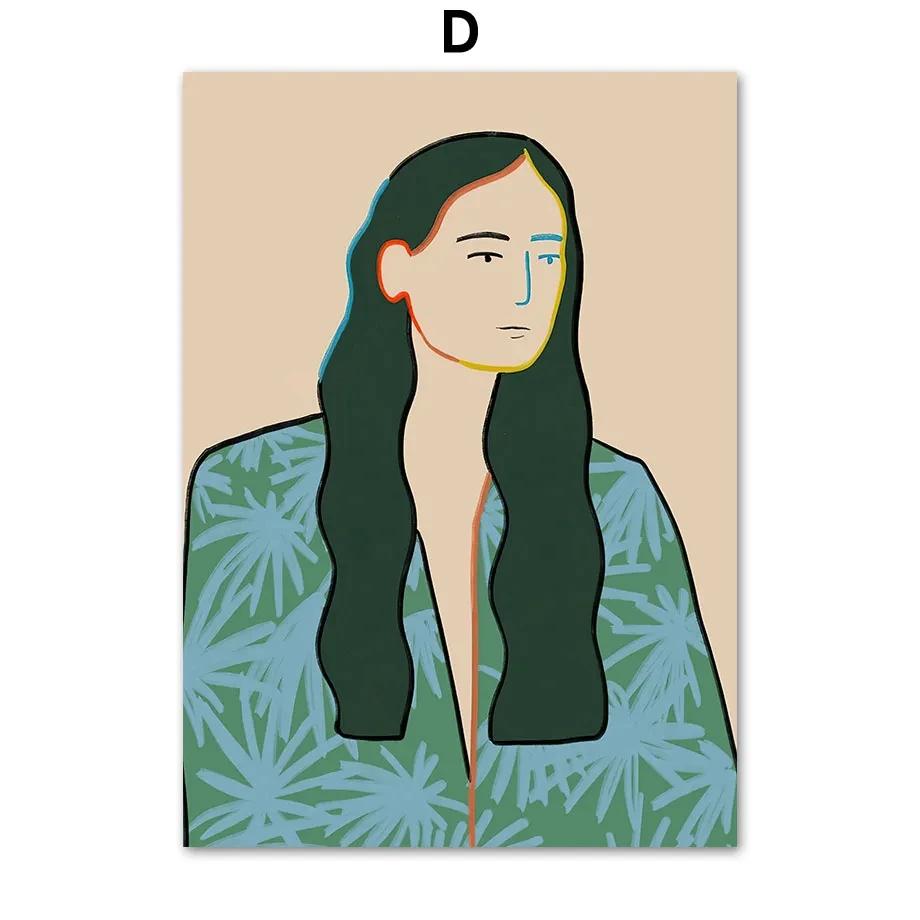 Abstract Peace Lily Calm Woman Portrait Vase On Chair Boho  Canvas PaintingPoster Wall Art Print Pictures For Living Room Decor