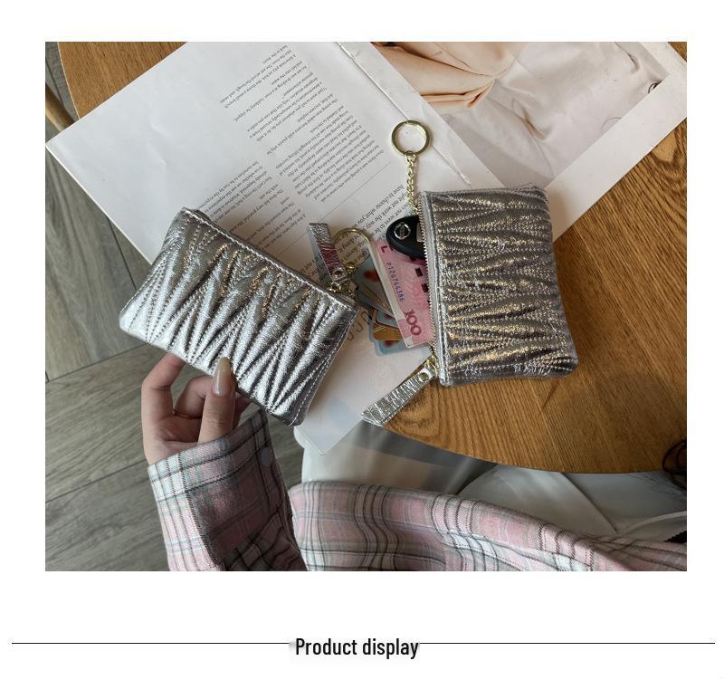 Embroidered Cowhide Leather Coin Purse & Card Holder with Zipper – Women's Key & Lipstick Storage Handbag.