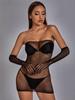 Women'S Fashion High Elasticity Nightdress Club Party Wear Ladies Sexy Hollow See Through Tight Lingerie Erotic Bodycon Dress
