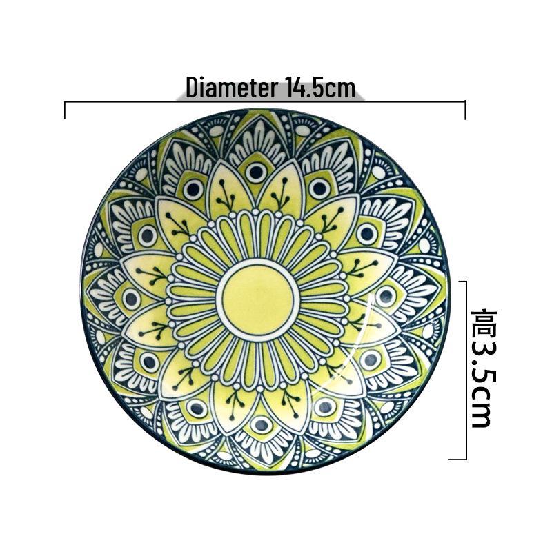 Bohemian 5-Inch Ceramic Underglaze Snack Plate - 2025 Model for Home Use