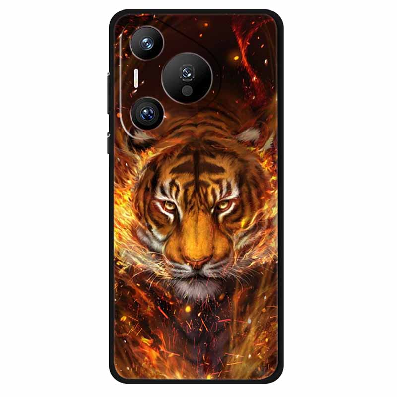 For Huawei Pura 70 Ultra Pro Case Silicone Animal Painted TPU Soft Phone Back Cover For Pura70 Pro+ Lion Shockproof Case Pura70