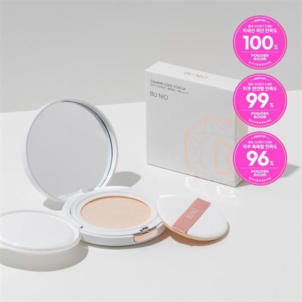 Bunio Calming Cool Tone-Up Sun Cushion BIG (2 Units) + 1 Large Puff