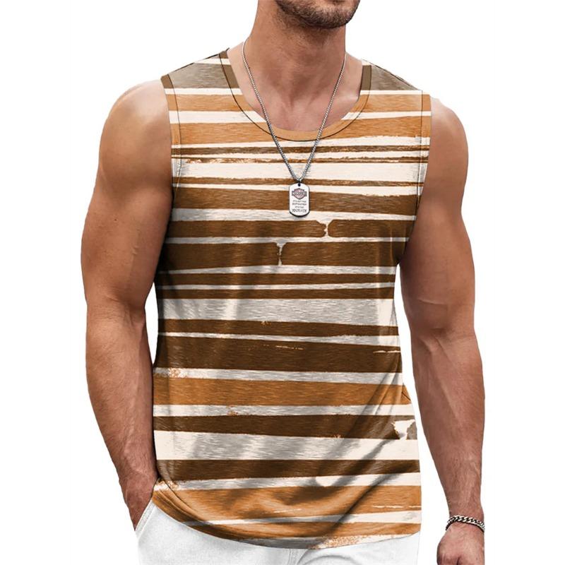 Multi Color 3D Print Tank Top For Men Summer Sports Gym Fitness Sleeveless Vest Tops Art Psychedelic Pigment Pattern T-shirt