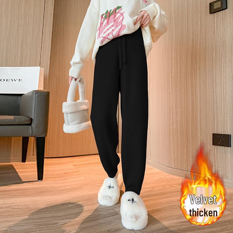 

Теплые штаны с флисовой подкладкой для женщин – Маленький рост, Осень/Зима, Манжеты на щиколотке, Свободные повседневные, Девятиточечные, Стиль гарем. M