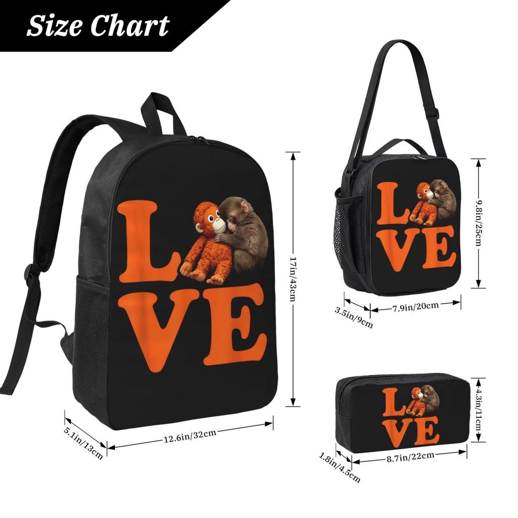 Cute Baby Monkey Hugging Bear Punch Kids Backpack Lunch Box Pen Bags for Boys Girls Backpacks School bag Bookbag Set