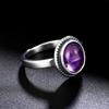 New Fashion 8x10 MM Oval Natural Amethyst Rings Women's  Silver  Ring Wholesale High Quality Gifts Vintage Fine
