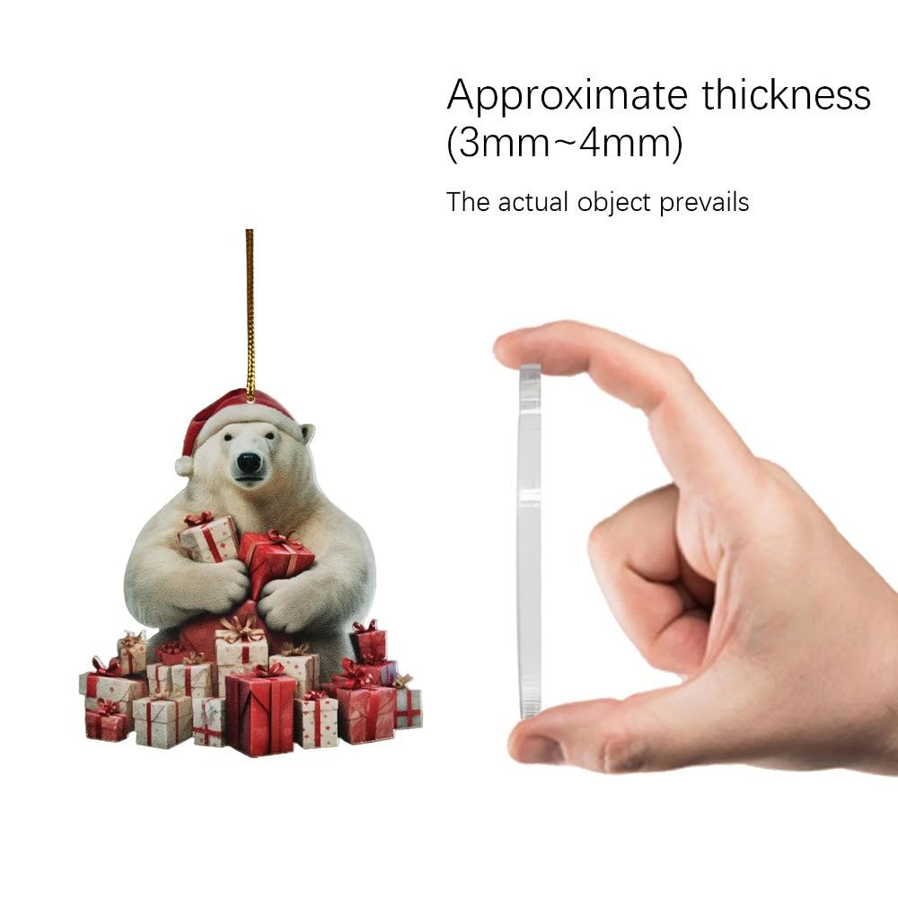 5PCS Cute Polar Bear Hanging Pendants 2D Acrylic Xmas Tree Ornament for Cars Backpacks