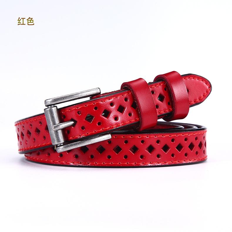 Women'S Leather Belt, Hollow Pinhole Belt Women'S, Fine Belt Women'S Leather Belt