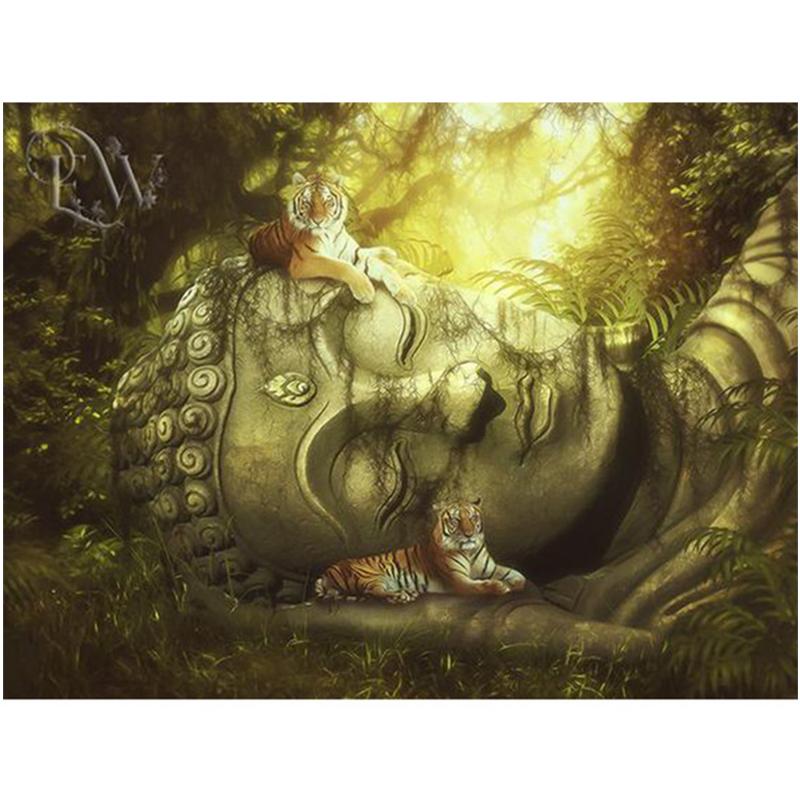 5D-Diamantgemälde zum Selbermachen, religiöser Buddha, voller Bohrer, runder Diamant, Stickerei, Mosaik, Kunstbild, Heimdekoration