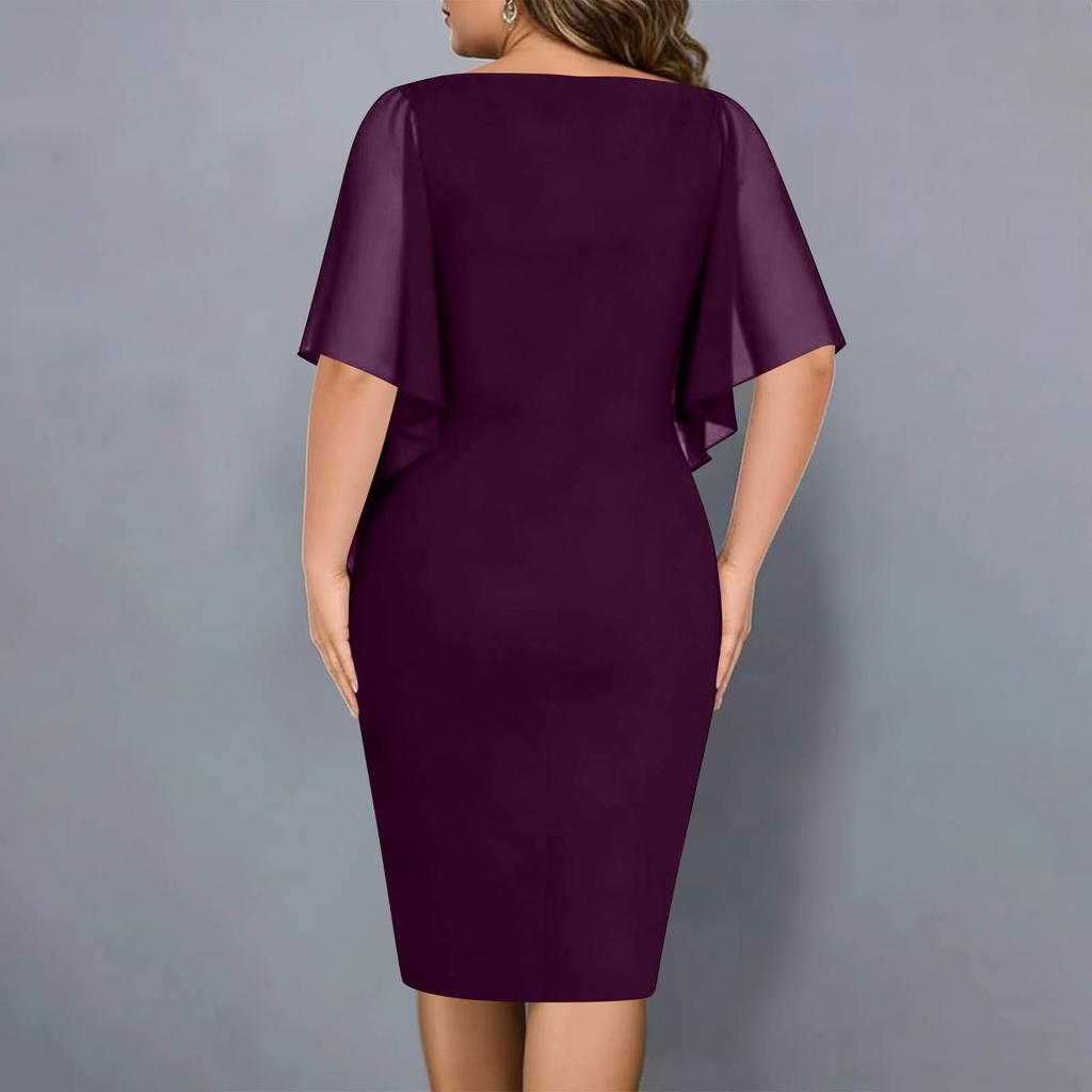 Women's Casual Loose Fit V-Neck Sleeveless Shawl Collar Bodycon Plus Size Dress