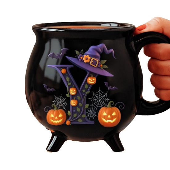 Yousheng 12oz Witch Cauldron Mug Personalized Halloween Coffee Mug Ceramic Witches Brew Tea Cup Halloween Birthday Gift for Women Besties Family