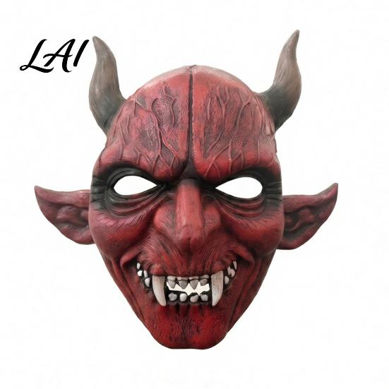 Realistyczna Halloweenowa Maska Straszny Demon dla Dorosłych Horror Czerwony Diabeł Pełna Krwista Tekstura Maska Twarz Impreza Nawiedzony Dom Cosplay Rekwizyt Trwały Fantazyjny