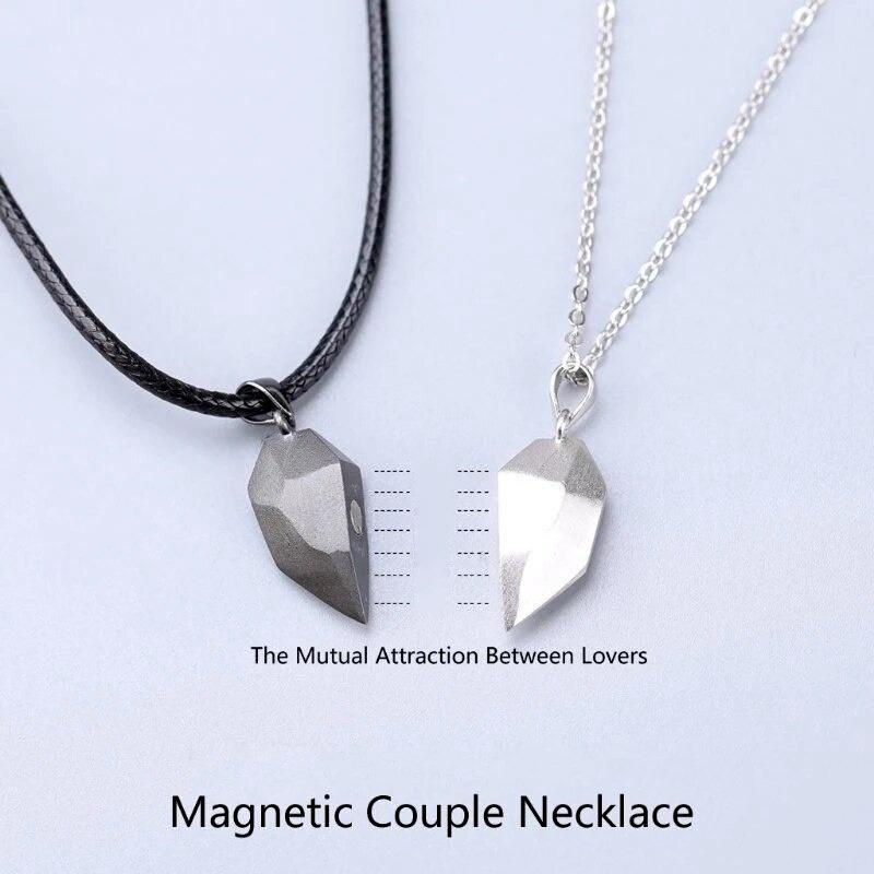 2 Stücke Liebhaber Herz Anhänger Paar Halskette Magnetische Herz Charm Halskette Valentinstag Geschenk