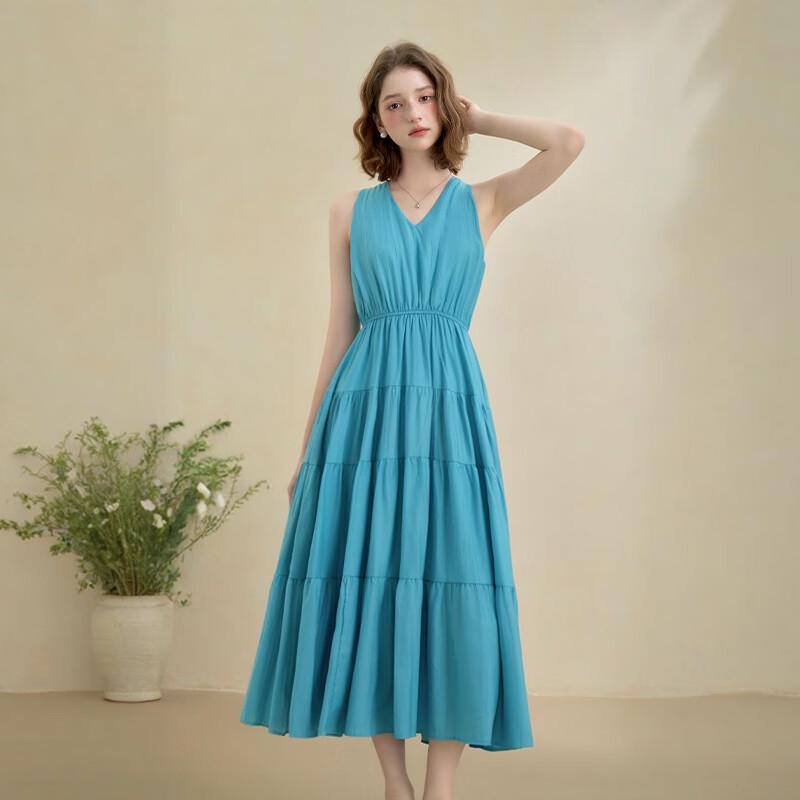 Women's French V-Neck Halter Maxi Dress