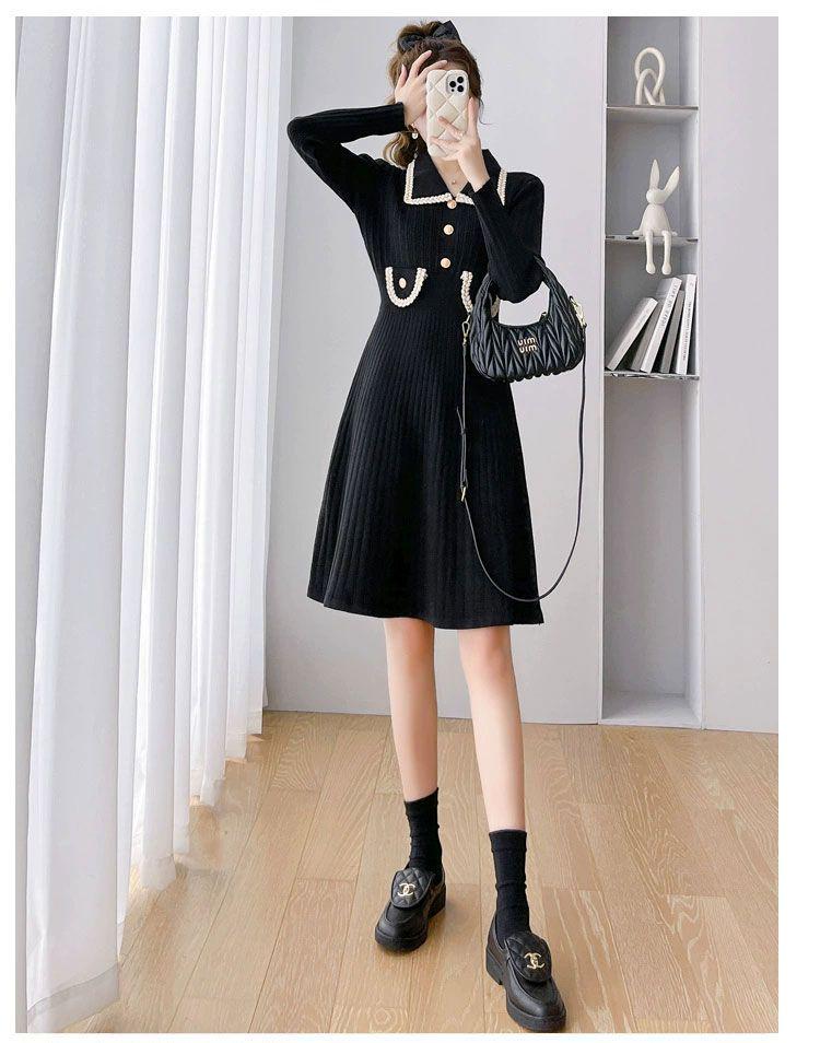 Elegant French Chic Knit Dress for Women - New Autumn/Winter Arrival, Perfect As a Base Layer or Inner Wear, Pairs Well with Coats.