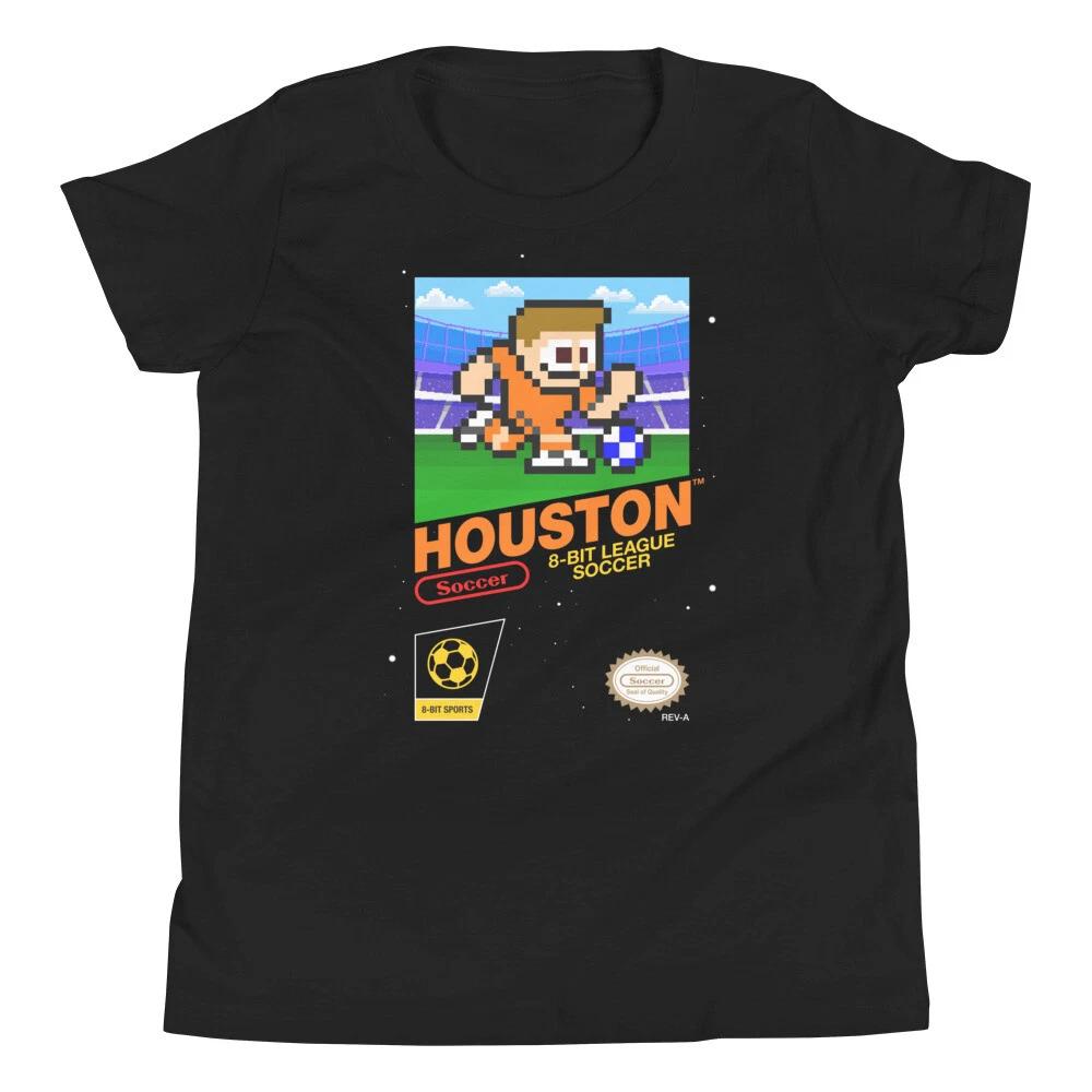 Houston Dynamo FC 8-bit Retro NES League Soccer Kit Jersey Youth Kid Boy T-Shirt S