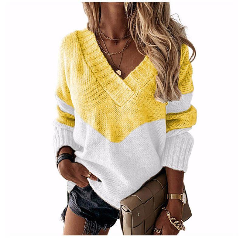 Solid Color V-neck Long Sleeve Loose Top Women's V Neck Long Sleeve Loose Top
