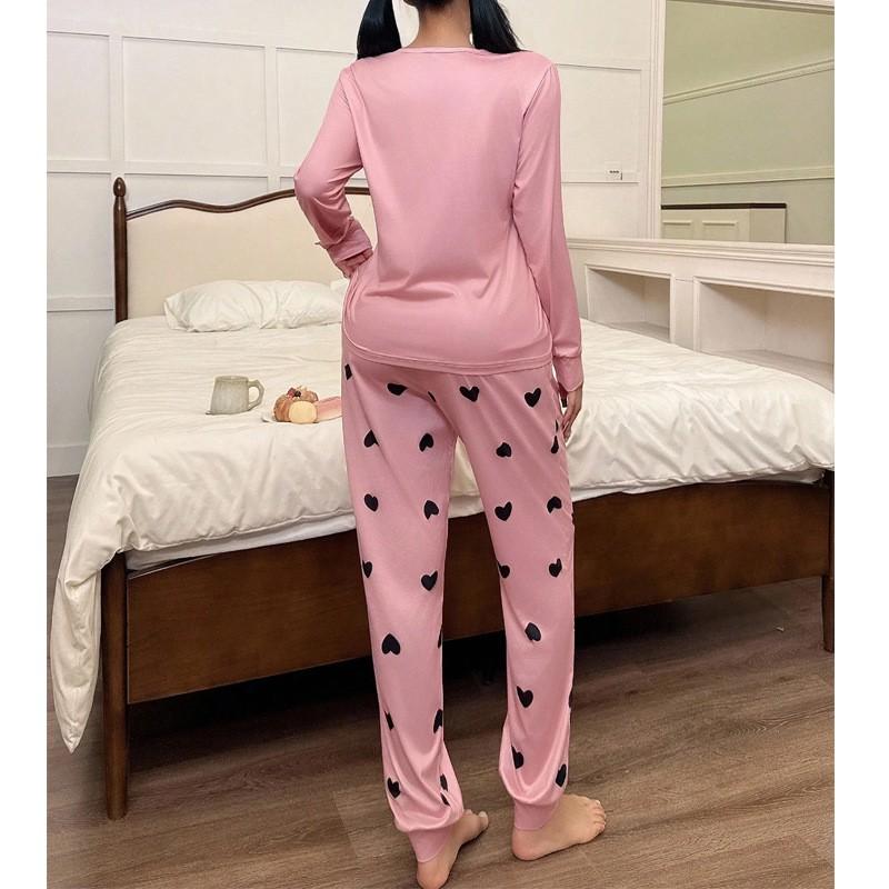 Sweet Heart Pajama Set Women Long Sleeve Pant Letter Print Soft Loungewear Fall Winter