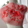 1Pcs Golden Red Beaded Beautiful Large Piece Rhinestone Embroidered Patch Wedding Dress Applique Accessories