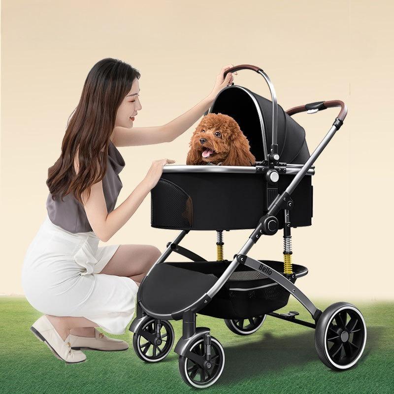 Aluminum Alloy Folding Pet Stroller Breathable Dog and Cat Travel Luxury Designer Bags Portable Puppy Carrier Dog Accessories