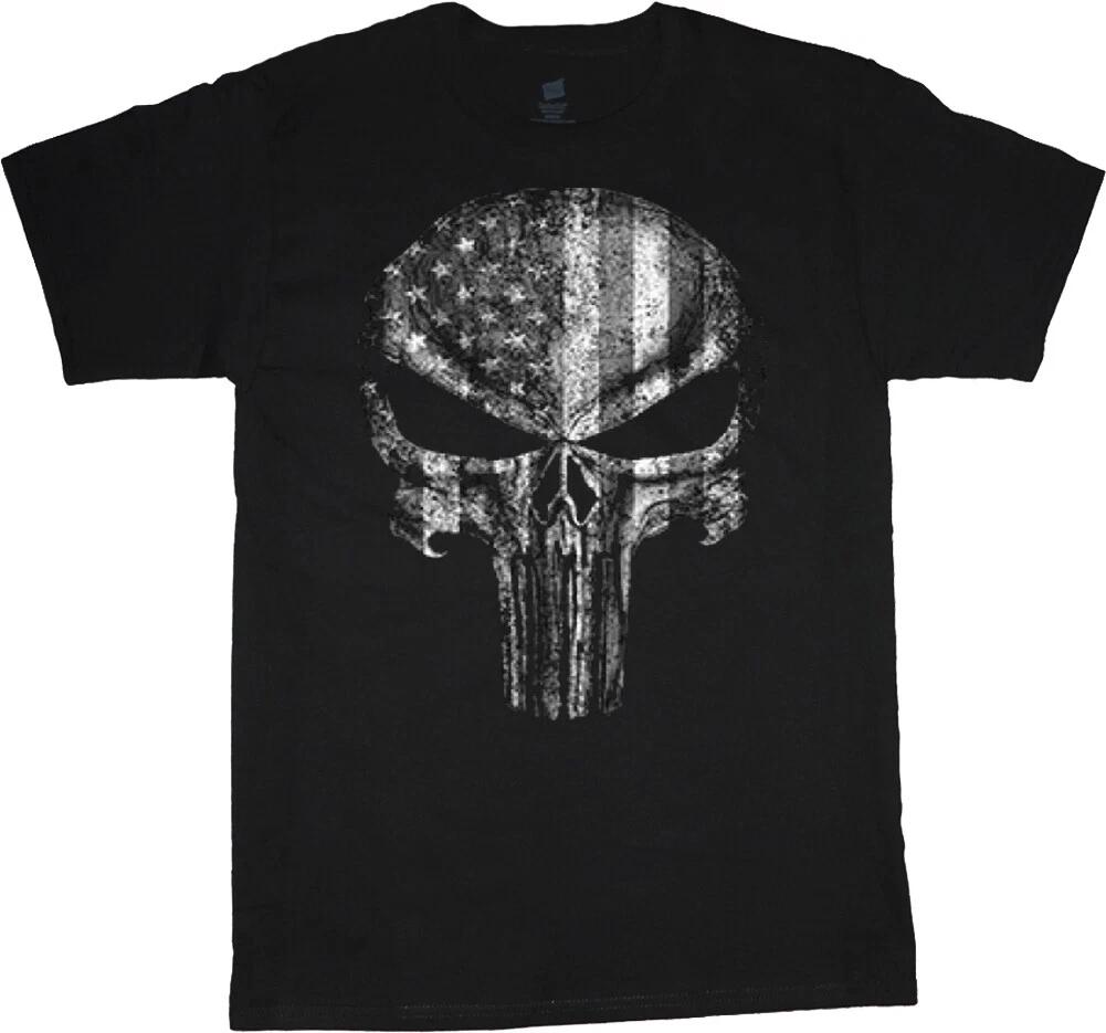Mens Big and Tall T-shirts American Flag Skull Graphic Tees Bigmen Clothing XXXL