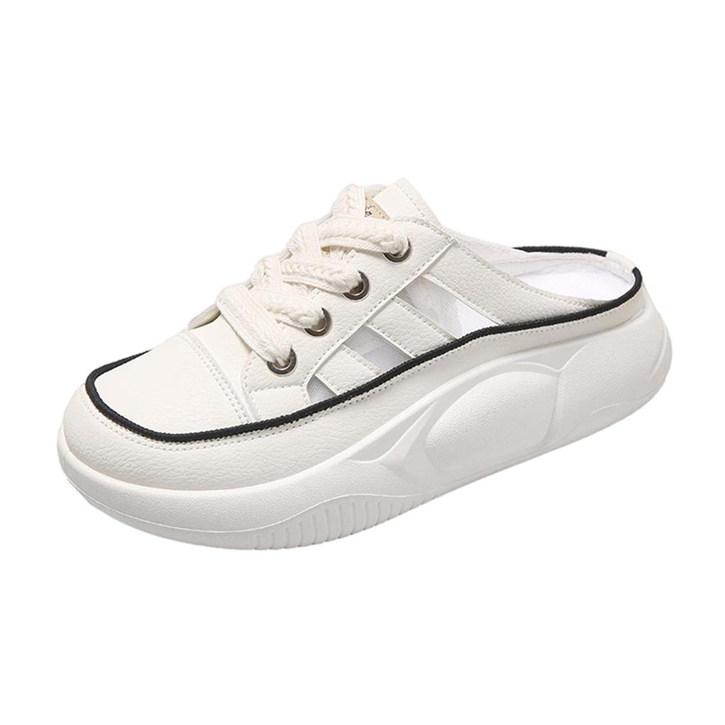 Women Sandals Flat Shoes White Anti Slip House Slippers Comfortable Half Beach for
