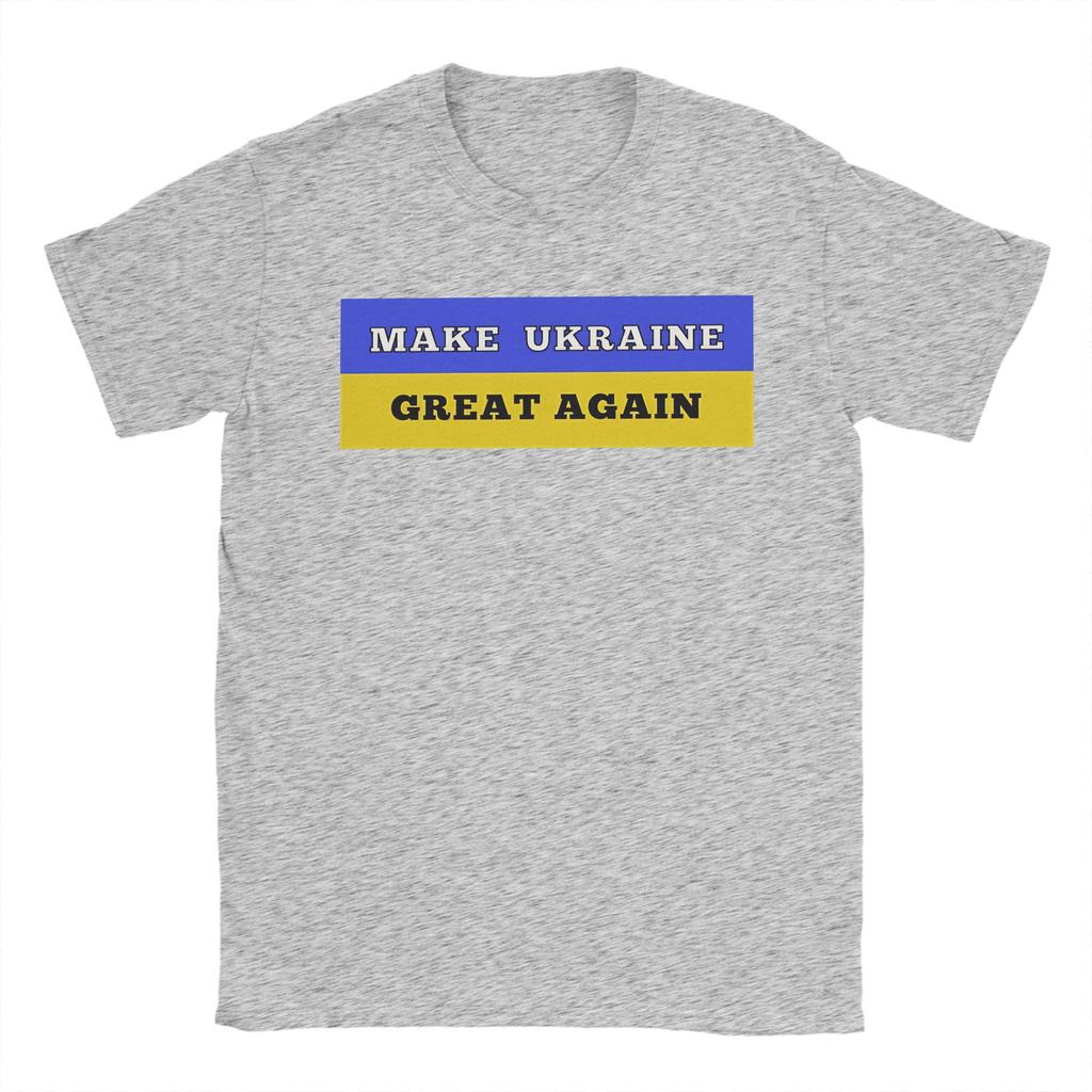 Unisex Make Ukraine Great Again T Shirts Pure Cotton Tops Funny Short Sleeve Round Collar Tee Shirt Classic TShirt