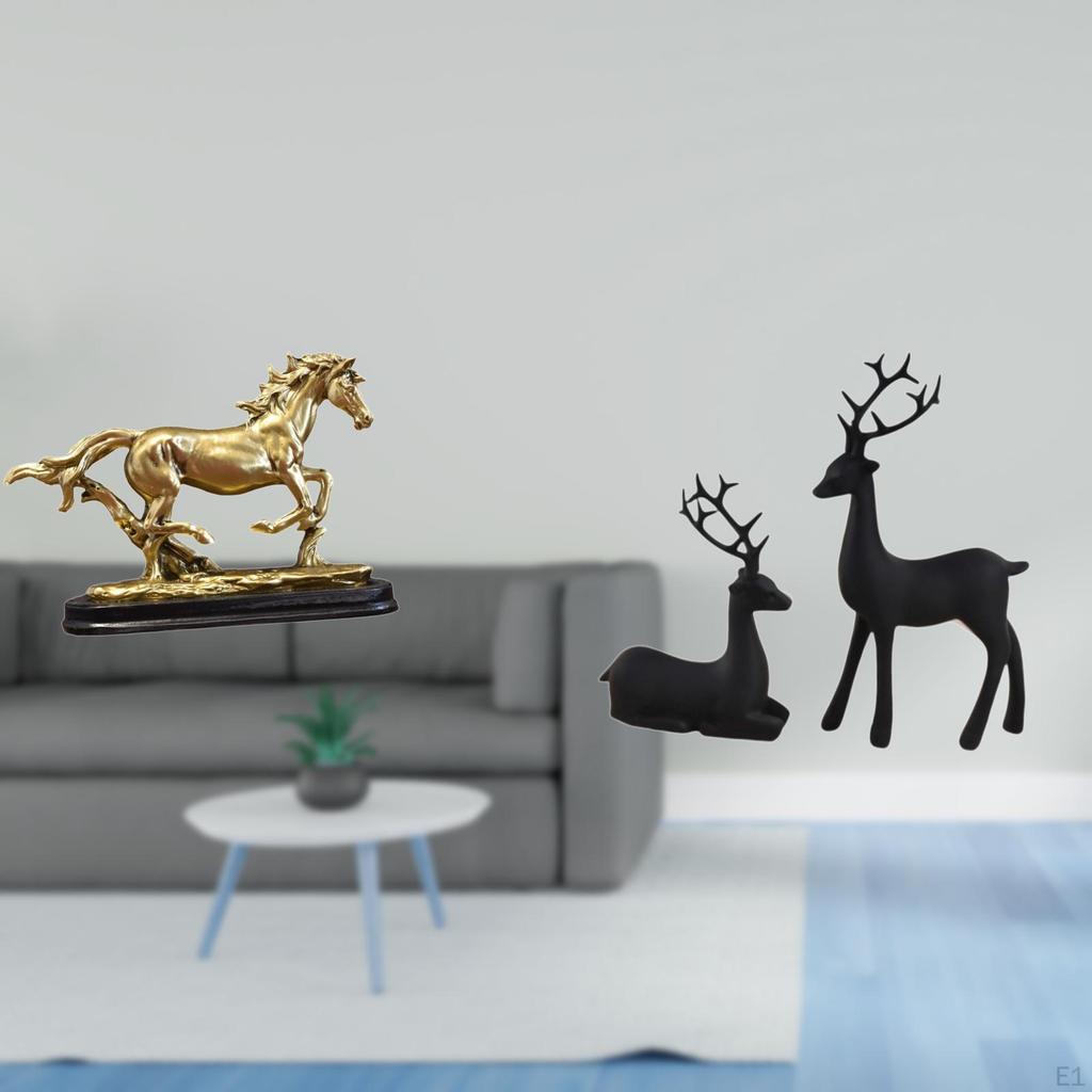 Horse Deer Sculpture Figurine Artwork Collectible Ornament Statue for Desk Tabletop Decoration