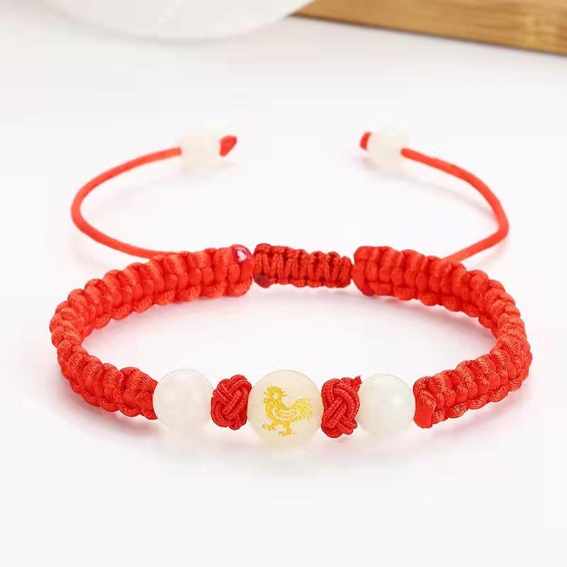 12 Zodiac Luminous Bracelet Lucky Charms Zodiac Red Rope Animal Transfer Beads Hand Woven Bracelet Luminous Necklace