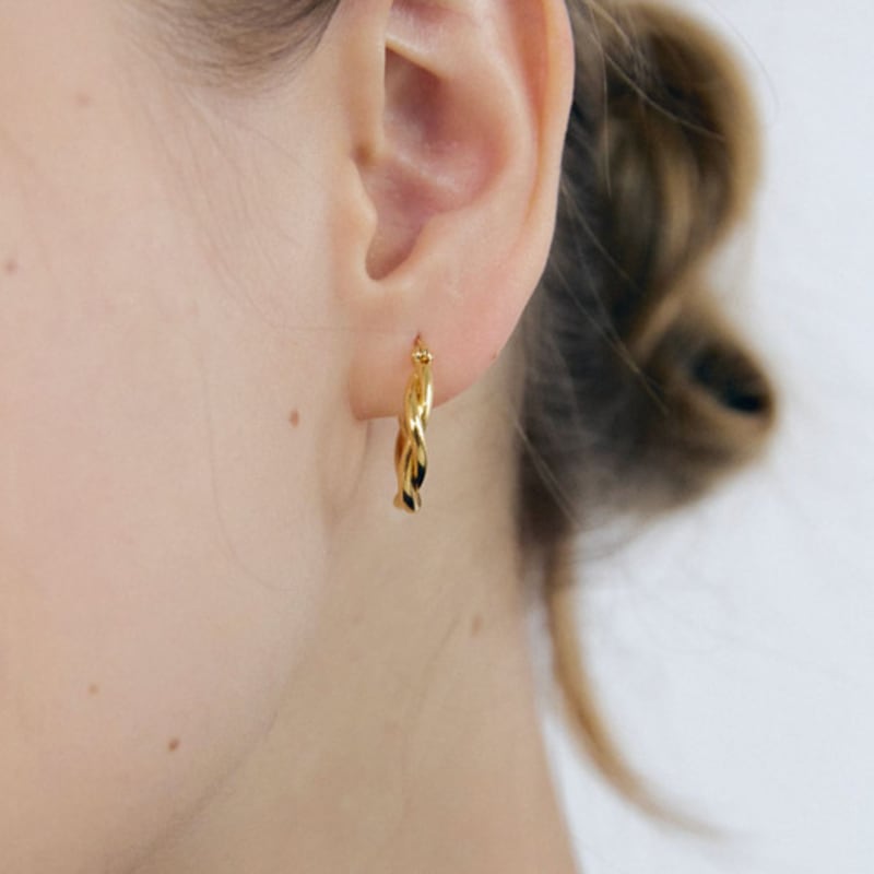 NUOY (Argint 925) Cercei Inel Răsucit Aurii