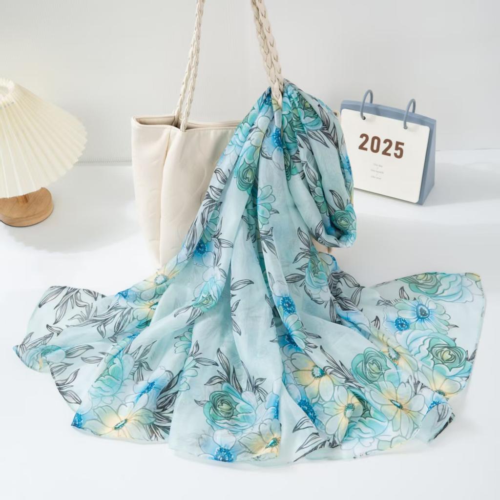 New Silk Scarf Female Fashion Beach Pashmina Bufanda Folral Women Shawl Wraps Bandana Ladies Scarves Large Foulard big Echarpe