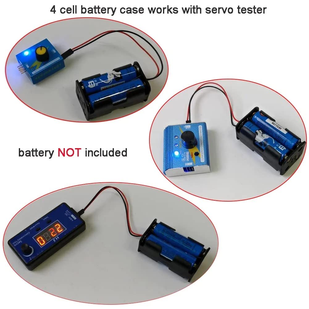 GTIWUNG 2-Pack OnOff Power Switch Receiver Switch & 6-Piece 4-Cell Double-Sided Holder 4 x 1.5V AA Container Holder Case with JST Connector Plug for