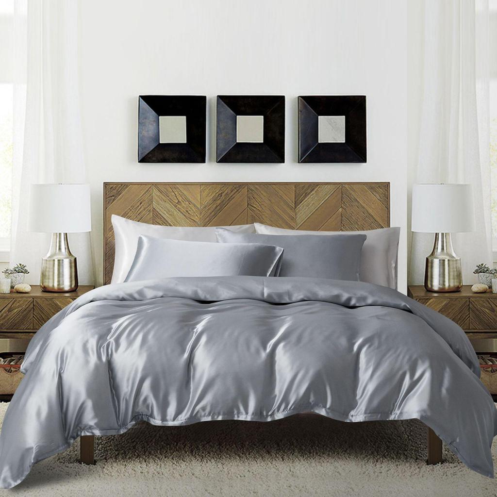 Satin Silk 3-Piece Bedding Set: Duvet Cover, Pillowcase, Pillow Core Cover
