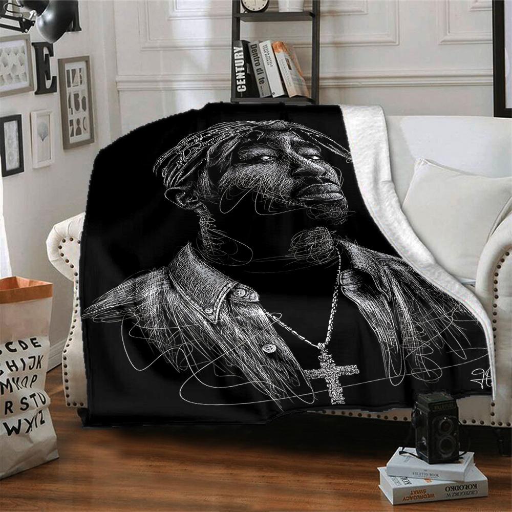 1pc Tupac Shakur Sketch Soft Warm Throw for Home, Office, Trave, All-Season Cozy Bedding Gift, Office Cozy Accessory1069