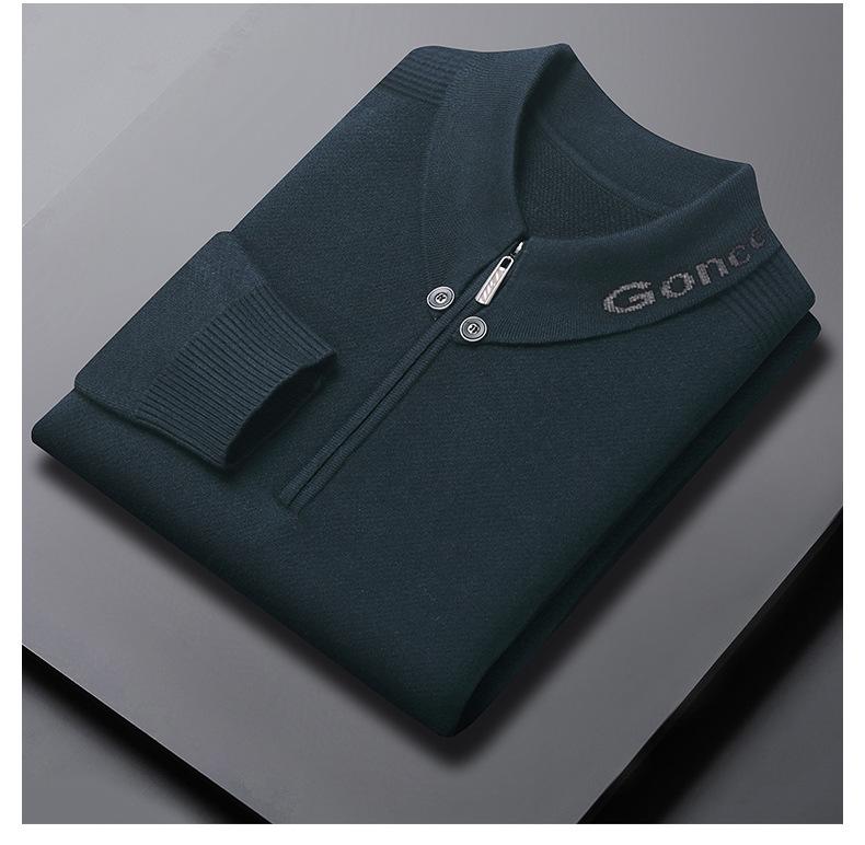 Mid-aged Men's Trendy Half-Zip Pullover Sweater