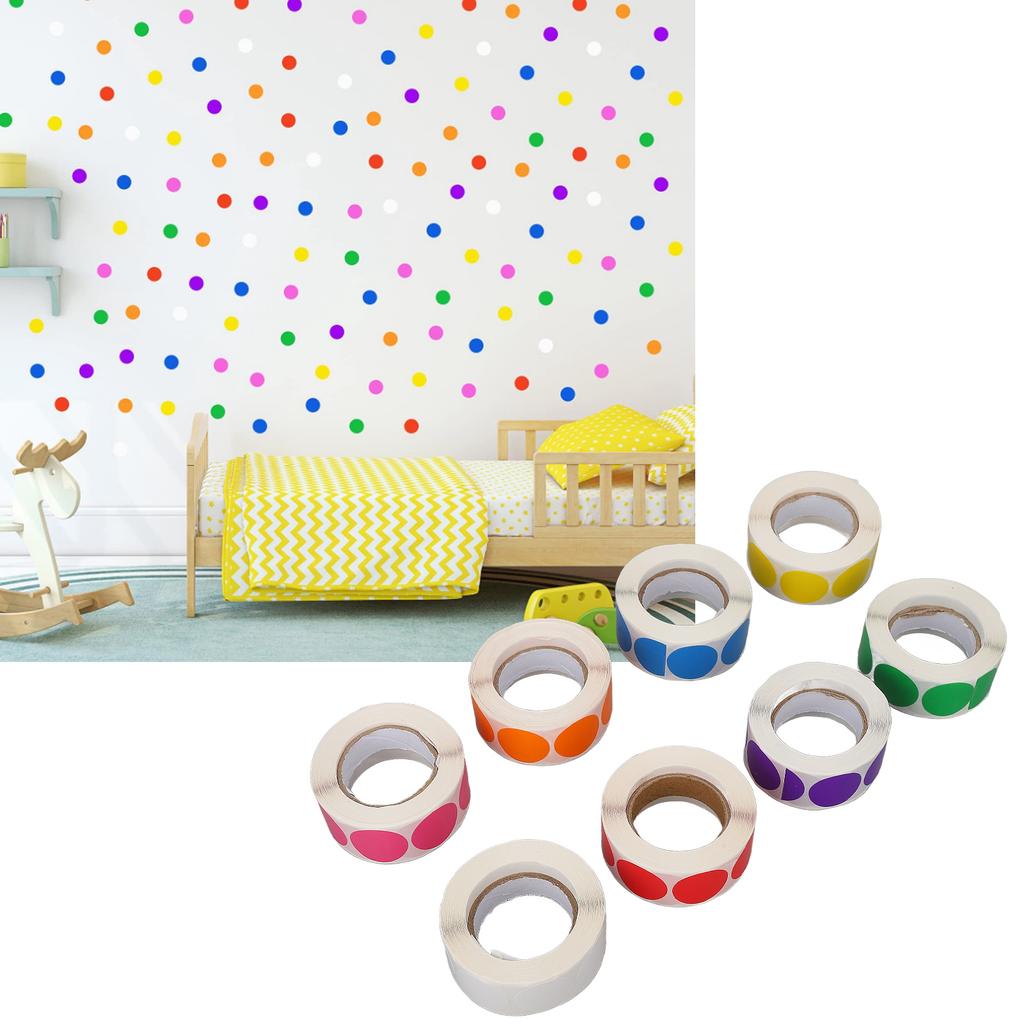 8 Roll Label Stickers Colorful Self Adhesive Circle Sticker Labels for Gift Cosmetic Essential Oil Bottle