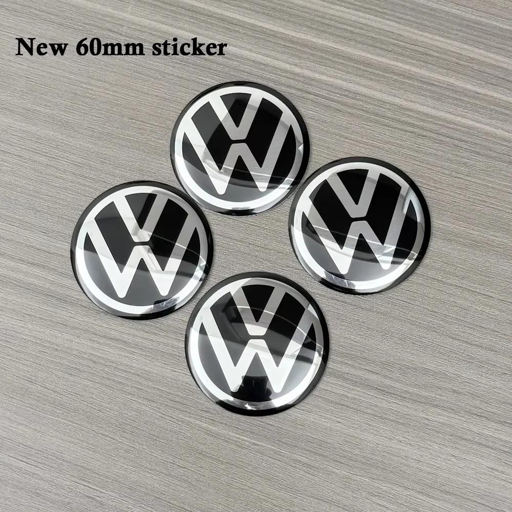 2026 For VW Car Sticker 4pcs Black silver 56mm/60mm/65mm Car Wheel Center Hub Caps Sticker Badge Accessories For VW Volkswagen R GTI G PR1