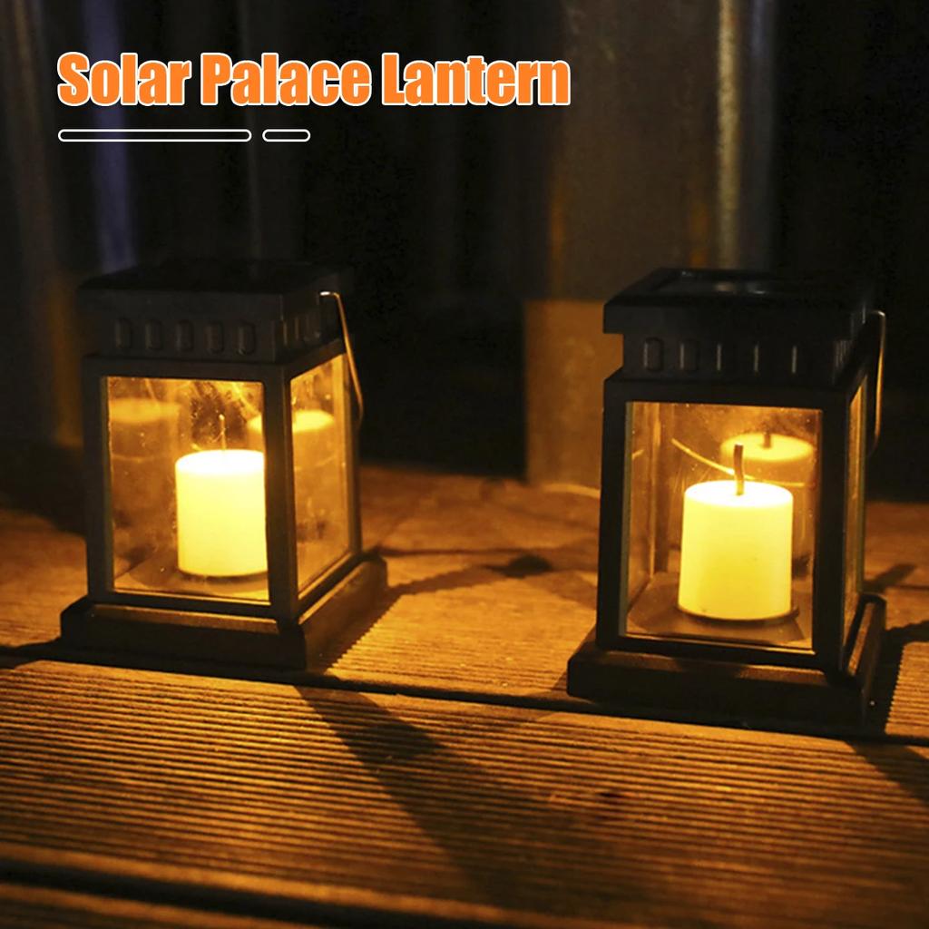 New Solar Palace Lantern Garden Lamp LED Candle Light Floor Light Outdoor Camping Lantern Lawn Garden Decor Landscape Lights