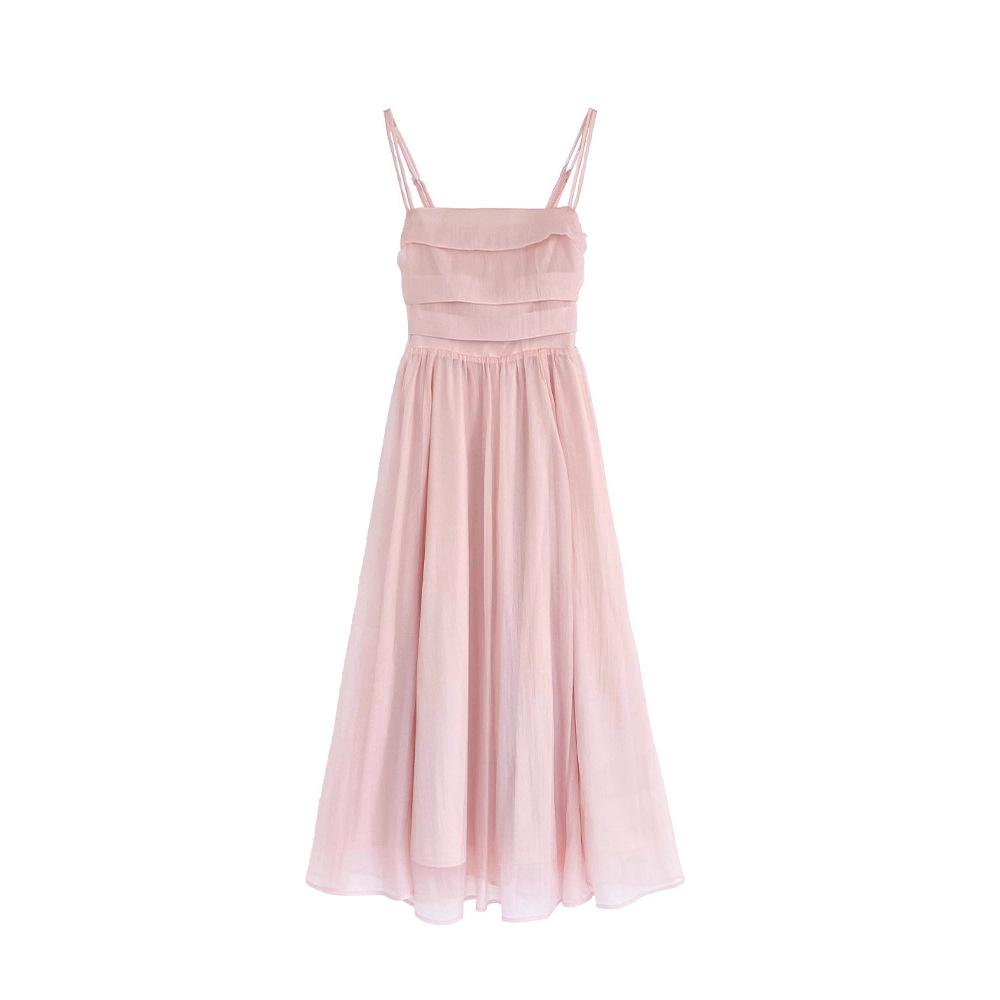 Seaside Vacation French Dress New Female Pink Fairy Skirt Super Fairy Mori Suspender Skirt Female Summer