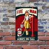Vintage Firefighter Metal Sign, Retro Tin Poster for Office Wall Decor, Garage Man Cave Art
