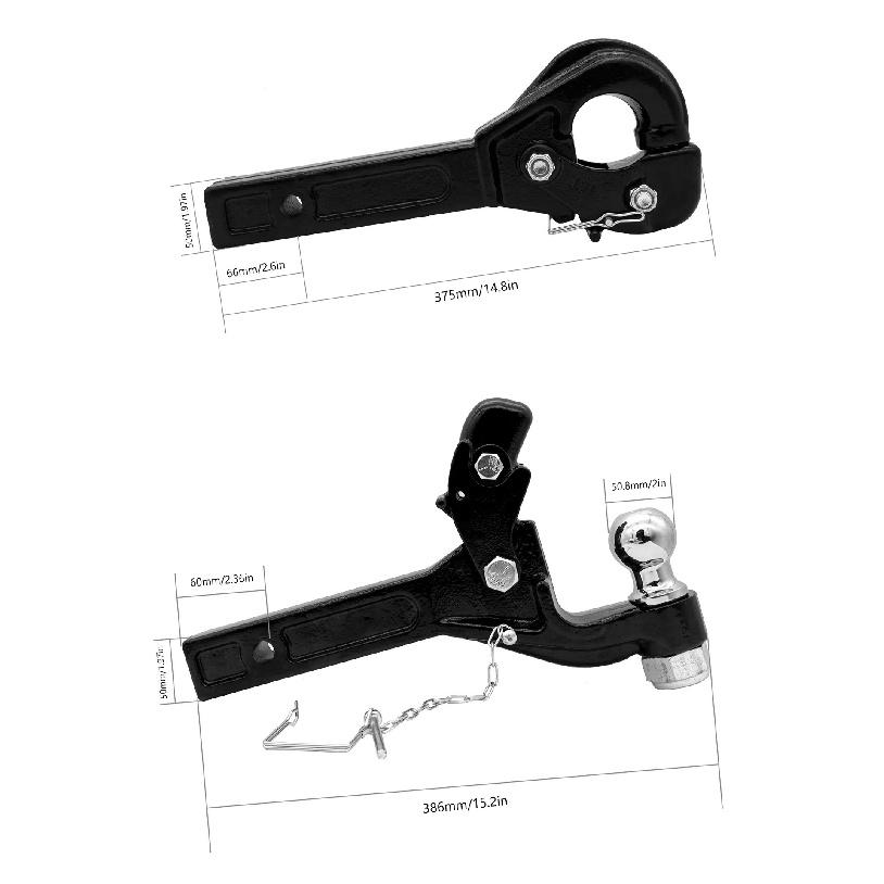 Car Modification Trailer Hook Arm Tiger Head Rogue Hook Adapter Trailer Square Mouth Seat Towing Hook Battle Axe Hook Rear of Th