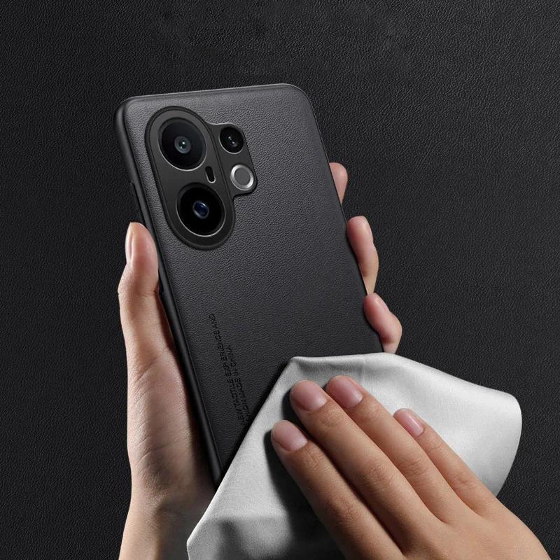 Plain PU Leather Case for VIVO S30 Pro Mini Camera Silicone Matte Bumper Soft Frame Shockproof Phone Back Cover for VIVO S30 5G