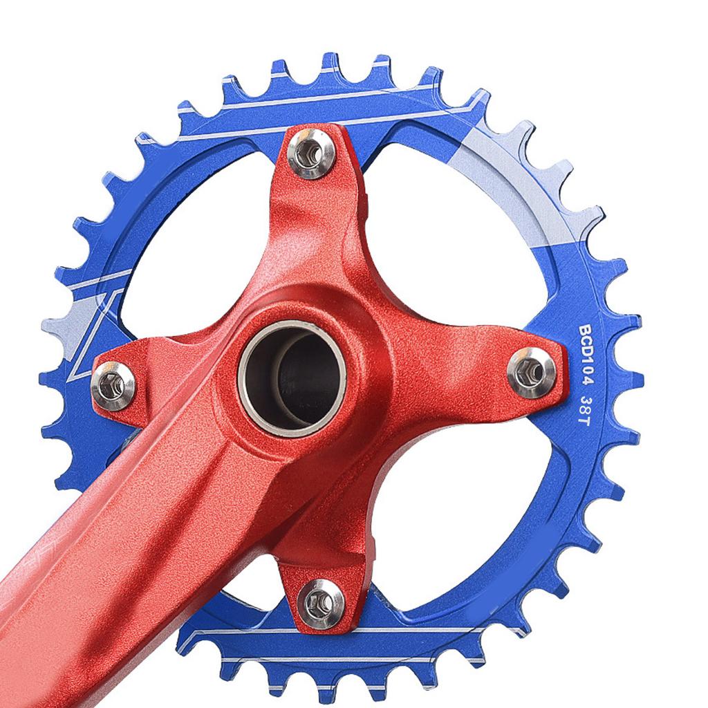Lebycle 104mm BCD Mountain Bike Narrow Wide Chainring Aluminum Alloy 38T Narrow Wide Single Chainring38T Blue