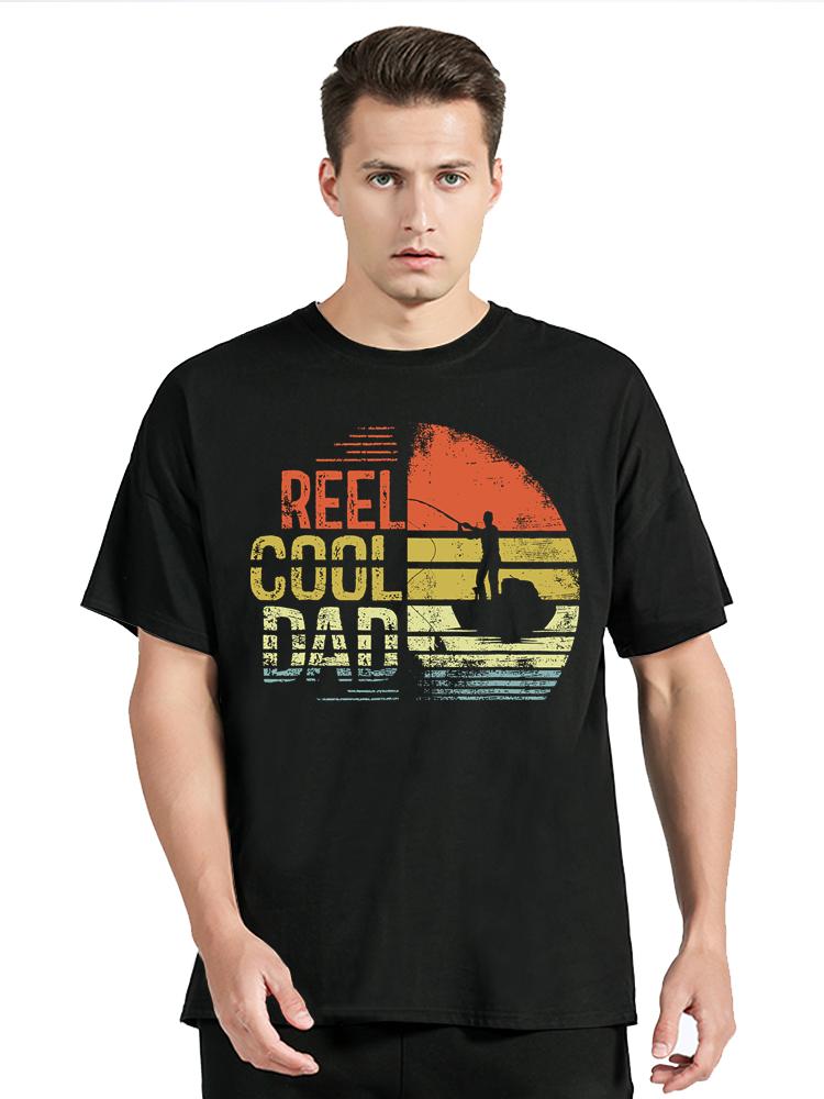 

Reel Cool Dad Print T-shirt Men s Funny Fishing Tshirt Homme Harajuku Father s Day Gift T Shirt Oversized New Cotton O-neck T... S разноцветный