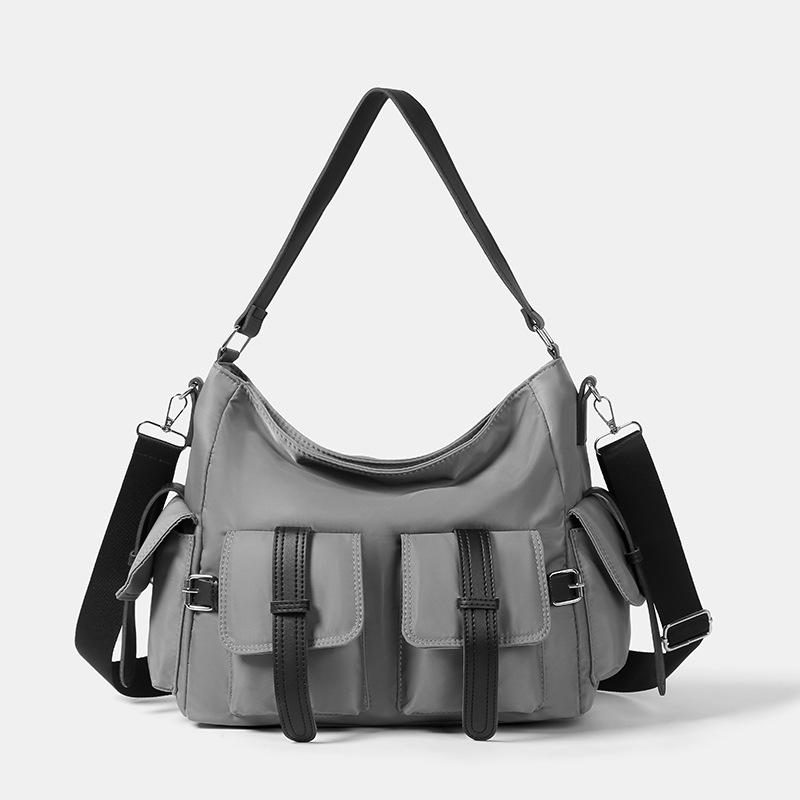 

Autumn and winter multi-pocket locomotive messenger bag dual-purpose soft leather retro shoulder tote bag large-capacity women s bag серый