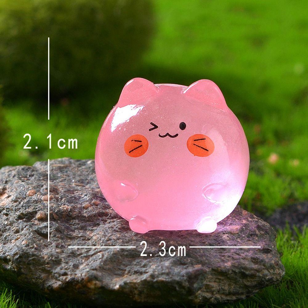 10pcs Glow in Dark Cat Figurines Miniatures Cartoon Mini Cat Statue  Fairy Garden Decorations