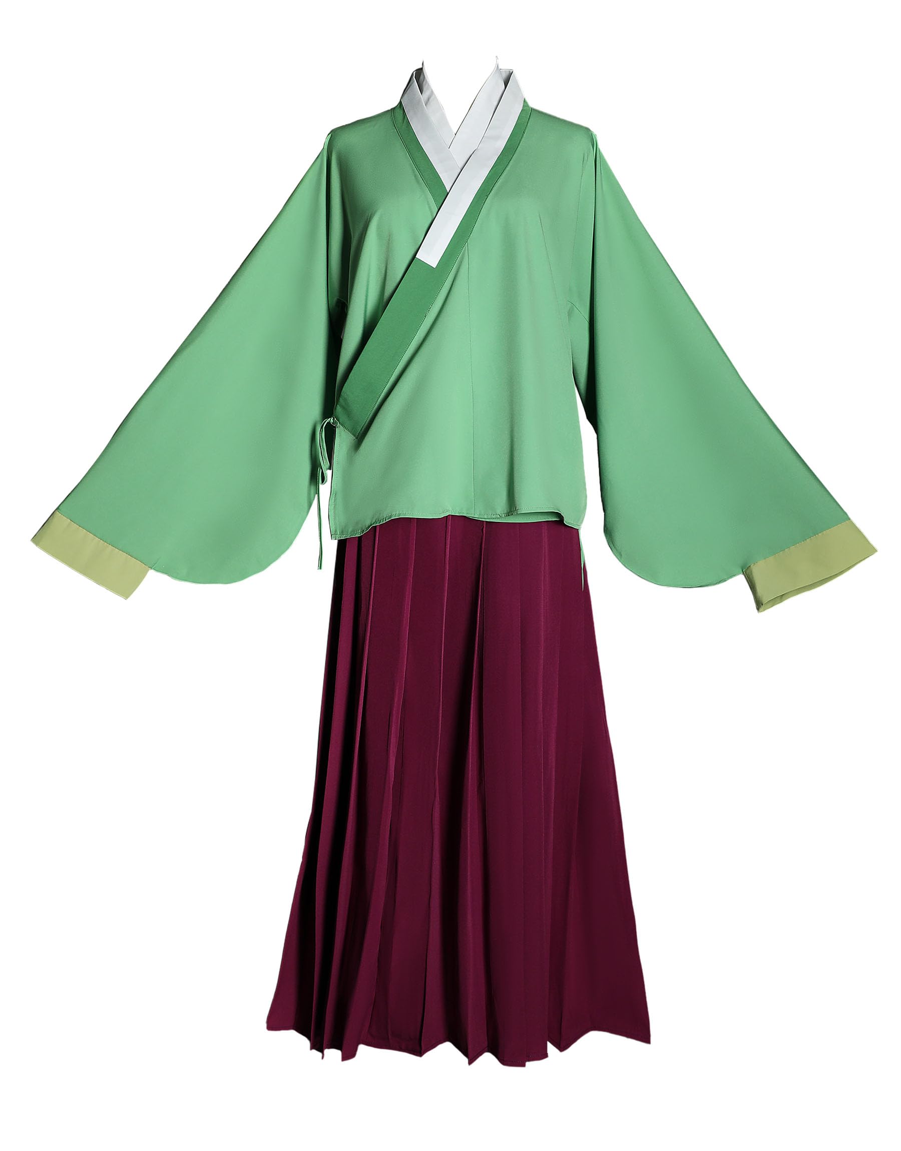 

Miccostumes Cute and Cute Outfit Fancy Biwa Set Women s/Adult/Girl Maid-Style Anime/Game Costume, Moe, Set, Dress/Transformation, Sleeves, Draped, зелений