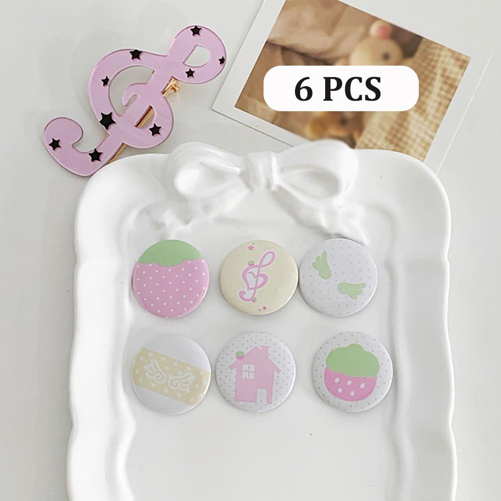 6PCS Original Cute Ins Style Mini Badges, Cartoon Handbook Decoration Pins, 25mm Four-Leaf Clover Badges